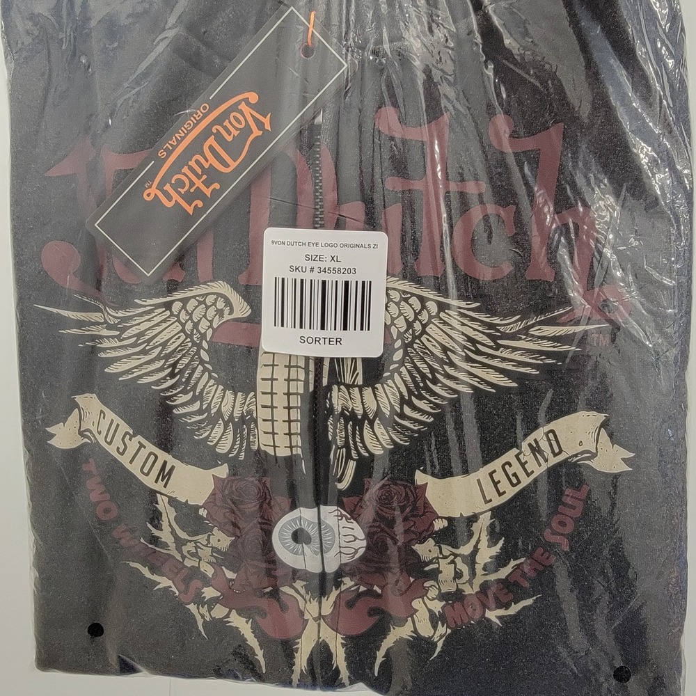 NEW Von Dutch Red Roses Eye Wings Studs Womens XL Zip Up Hoodie - Picture 5 of 7